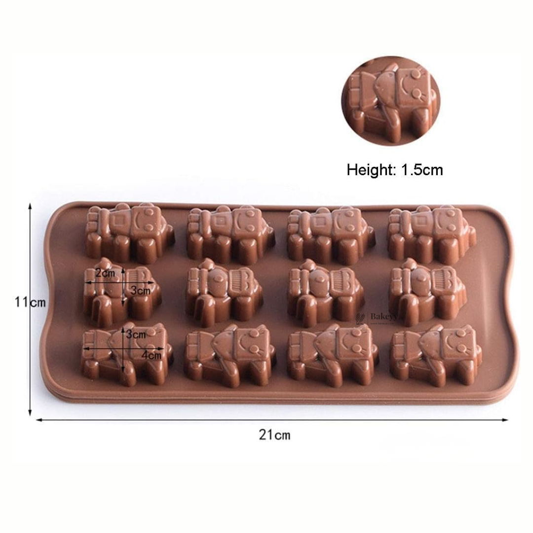 12-Cavity | Robot Shape Silicone Chocolate Mold | Non-Stick Baking & Candy Making Tray | 1 Piece