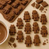 12-Cavity | Robot Shape Silicone Chocolate Mold | Non-Stick Baking & Candy Making Tray | 1 Piece
