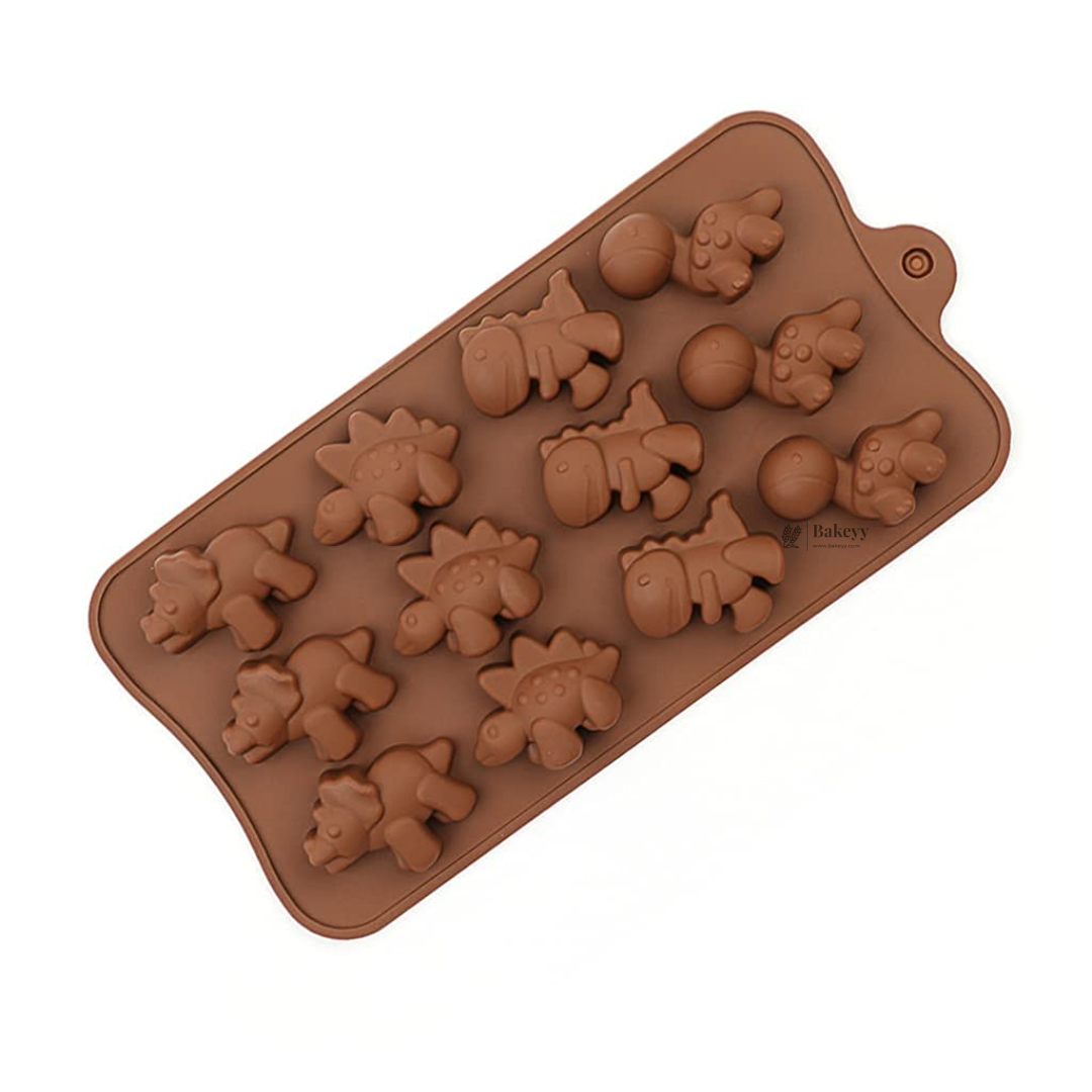 12-Cavity | Dinosaur Shape Silicone Chocolate Mold | Non-Stick Baking & Candy Making Tray | 1 Piece