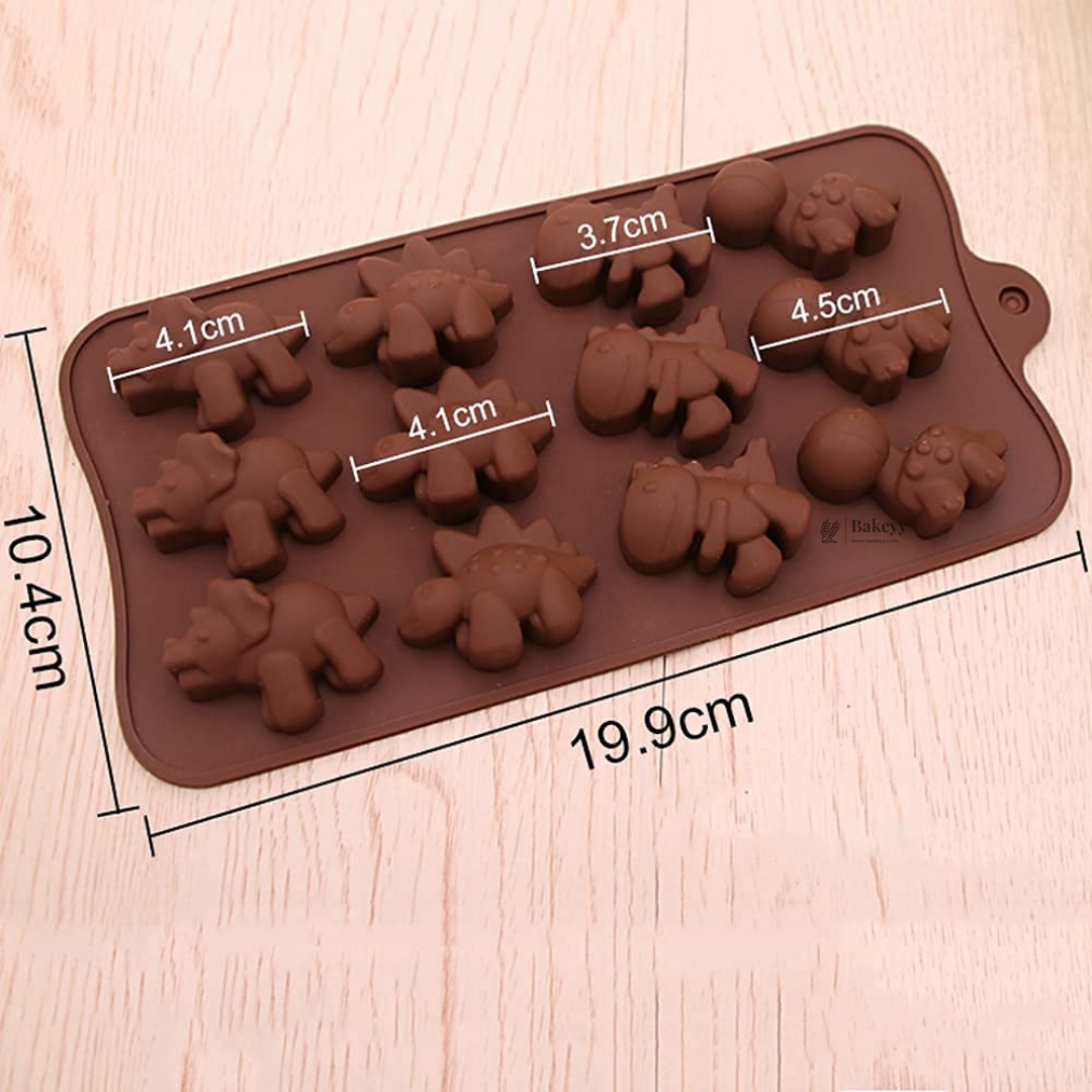 12-Cavity | Dinosaur Shape Silicone Chocolate Mold | Non-Stick Baking & Candy Making Tray | 1 Piece