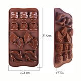 14-Cavity | Heel, Handbag and Fan Shape Silicone Chocolate Mold | Non-Stick Baking & Candy Making Tray | 1 Piece