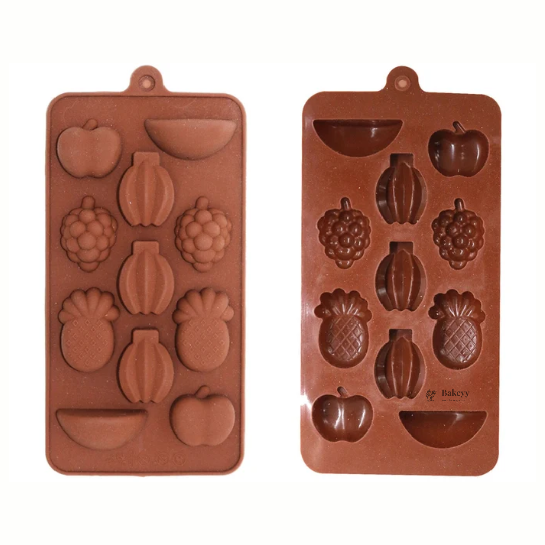 11-Cavity | Fruits Shape Silicone Chocolate Mold | Non-Stick Baking & Candy Making Tray | 1 Piece