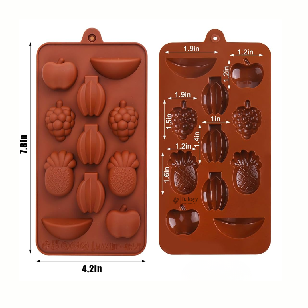 11-Cavity | Fruits Shape Silicone Chocolate Mold | Non-Stick Baking & Candy Making Tray | 1 Piece