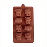 8-Cavity | Bear, Lion and Hippo Shape Silicone Chocolate Mold | Non-Stick Baking & Candy Making Tray | 1 Piece