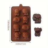 8-Cavity | Bear, Lion and Hippo Shape Silicone Chocolate Mold | Non-Stick Baking & Candy Making Tray | 1 Piece