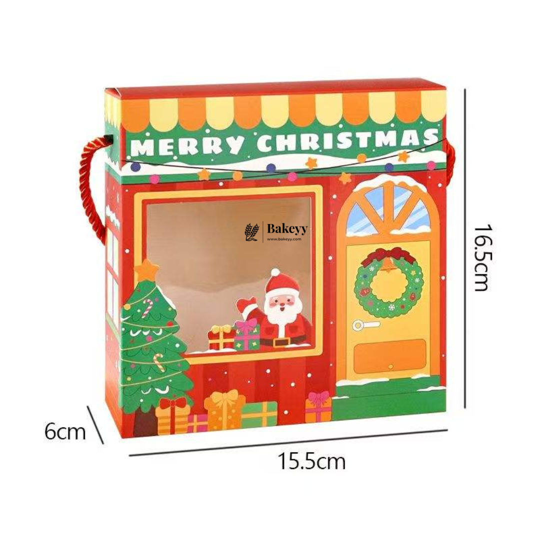 Christmas Paper Hamper Bags With Window & Handle | Pack of 10