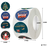 Christmas Sticker Roll 500 Pcs | Assorted Festive Designs | 1 Piece