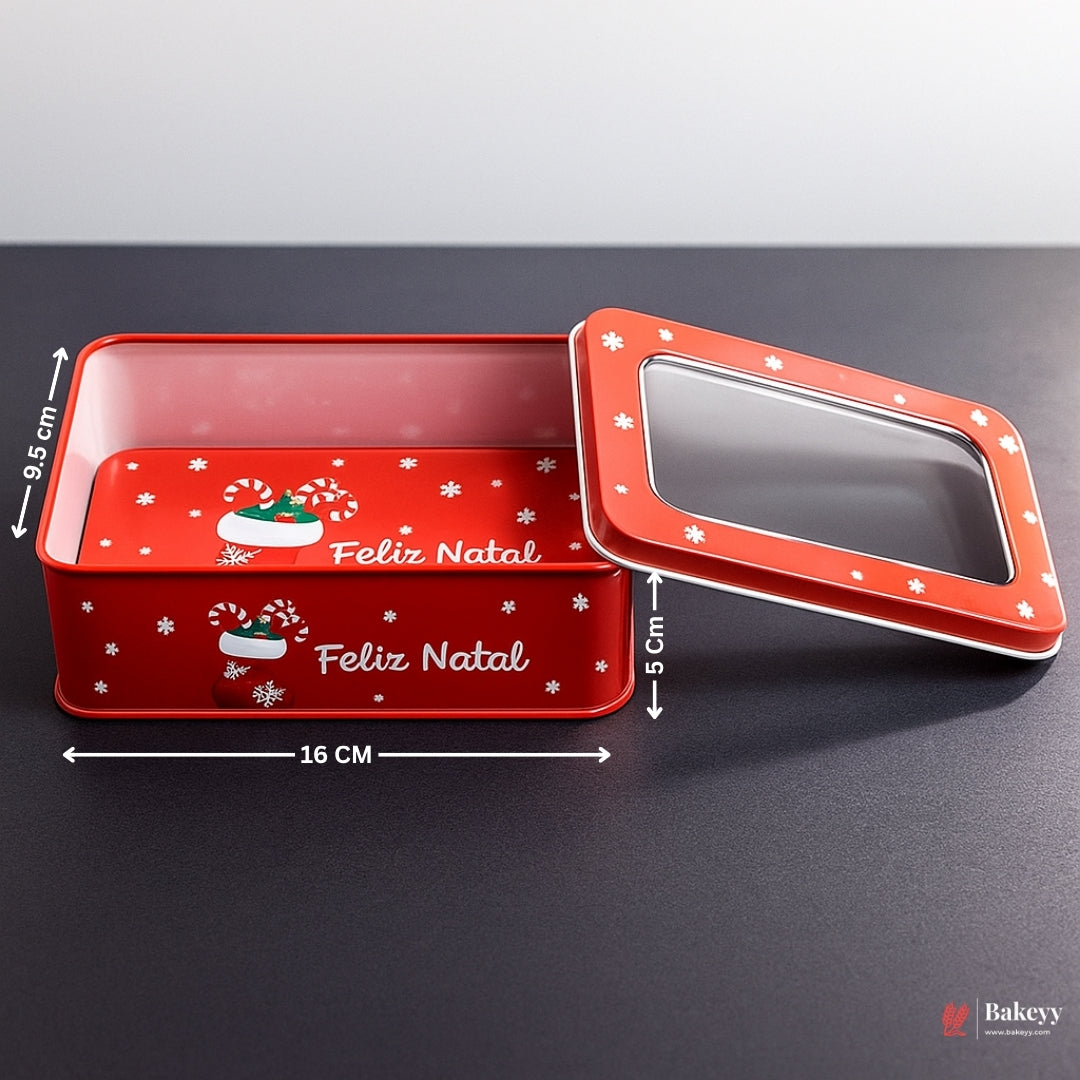 Christmas Rectangle Window Tin Box | Random Christmas Prints |  Pack of 4