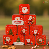 Small Christmas Print Square Tin Boxes | Perfect for Treat Boxes | Pack of 12