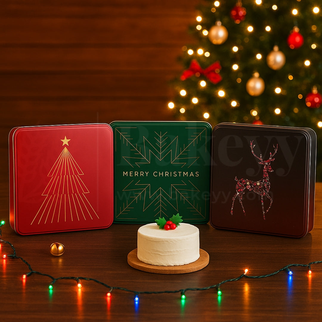 Christmas Hamper Square Tin Box | Pack of 2