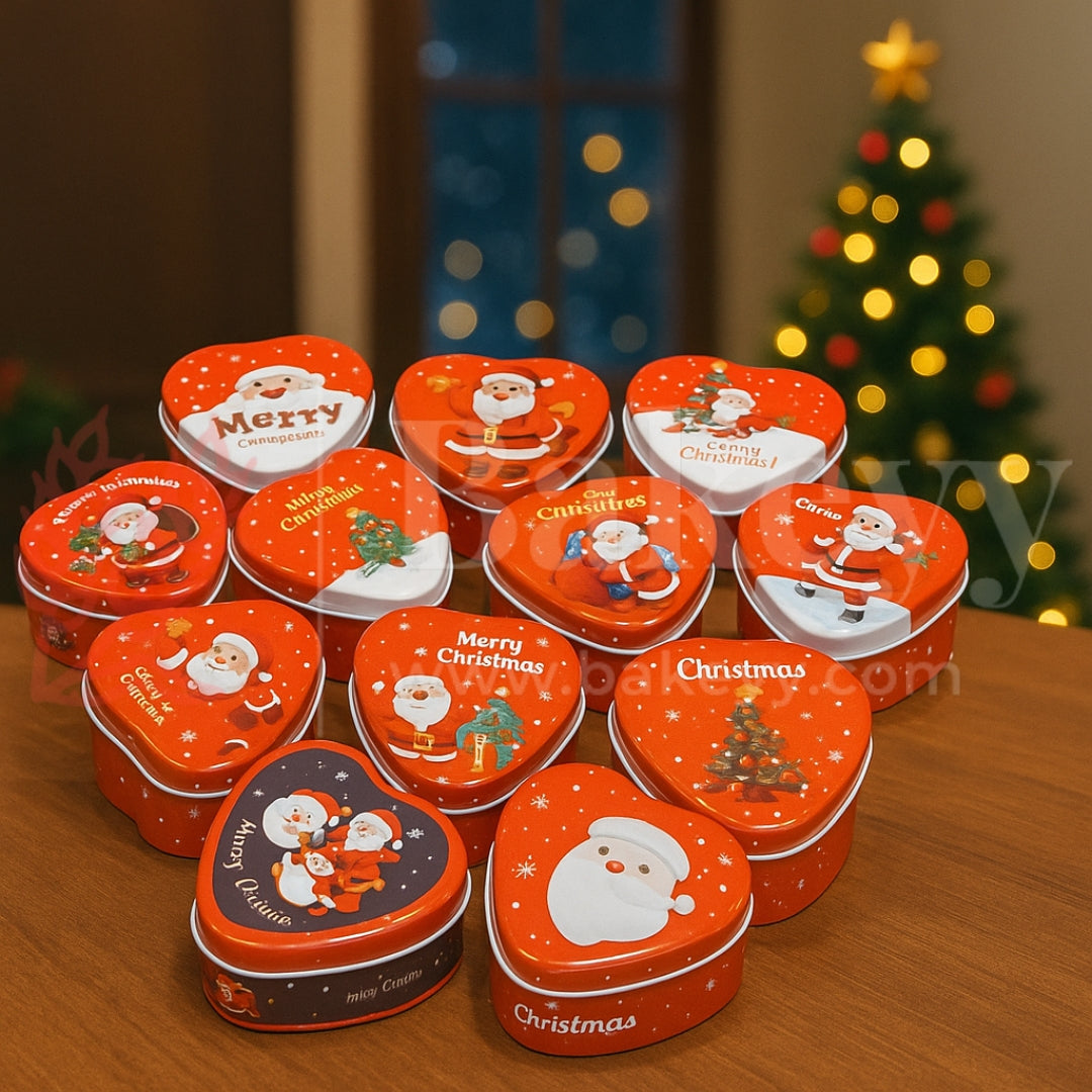 Christmas Heart Tins | Random Christmas Prints |  Pack of 12