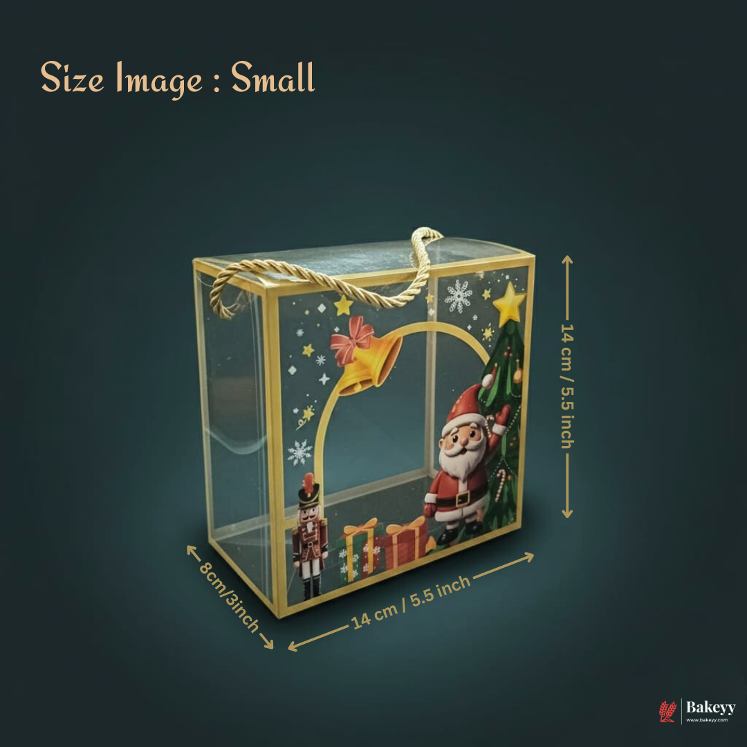 Christmas Transparent Gift Box with Handle | Pack of 10