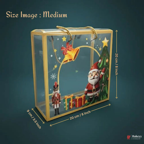 Christmas Transparent Gift Box with Handle | Pack of 10