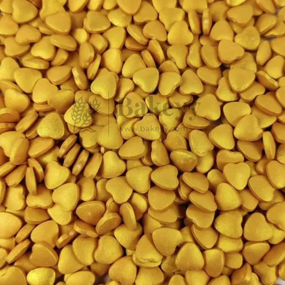 Heart-Shaped Sugar Confetti | Edible Cake & Dessert Decorations | Metallic Finish | 200 gm