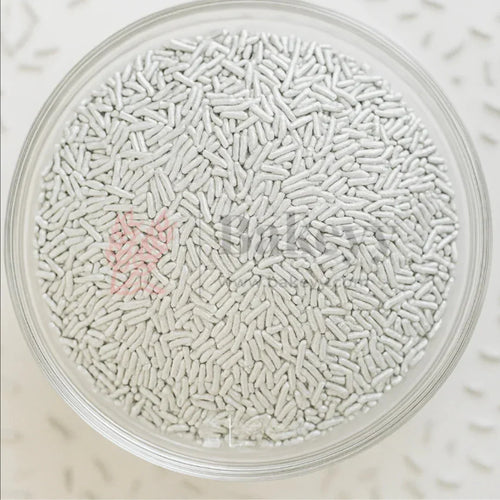 Vermicelli Shaped Sugar Confetti | Edible Cake & Dessert Decorations | Metallic Finish | 200 gm - Bakeyy.com - India - Vermicelli Shaped Sugar Confetti | Edible Cake & Dessert Decorations | Metallic Finish | 200 gm - White