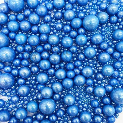 Edible Sugar Pearls - 7 Sizes Mix | Edible Cake & Dessert Decorations | Metallic Finish | 200 gm - Bakeyy.com - India - Edible Sugar Pearls - 7 Sizes Mix | Edible Cake & Dessert Decorations | Metallic Finish | 200 gm - Blue