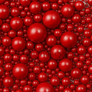 Edible Sugar Pearls - 7 Sizes Mix | Edible Cake & Dessert Decorations | Metallic Finish | 200 gm - Bakeyy.com - India - Edible Sugar Pearls - 7 Sizes Mix | Edible Cake & Dessert Decorations | Metallic Finish | 200 gm - Red