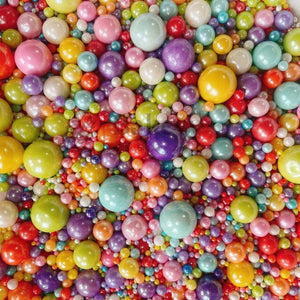 Edible Sugar Pearls - 7 Sizes Mix | Edible Cake & Dessert Decorations | Metallic Finish | 200 gm - Bakeyy.com - India - Edible Sugar Pearls - 7 Sizes Mix | Edible Cake & Dessert Decorations | Metallic Finish | 200 gm - Multicolor