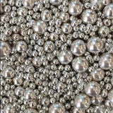 Edible Sugar Pearls - 7 Sizes Mix | Edible Cake & Dessert Decorations | Metallic Finish | 200 gm