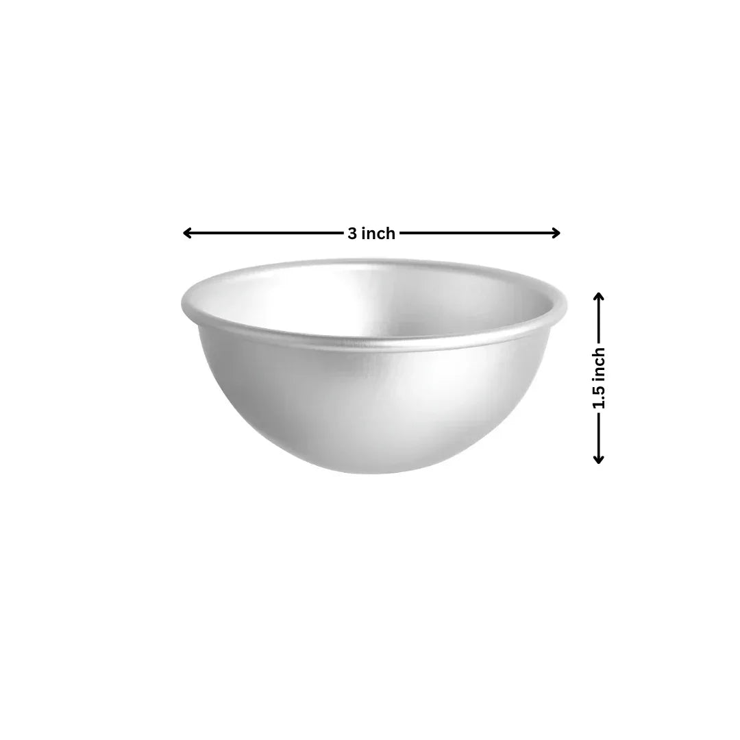 Aluminum Dome Cake Mould | Semicircle Mould | Hemisphere Mould | 1 Piece - Bakeyy.com - India - Aluminum Dome Cake Mould | Semicircle Mould | Hemisphere Mould | 1 Piece - 3 Inch