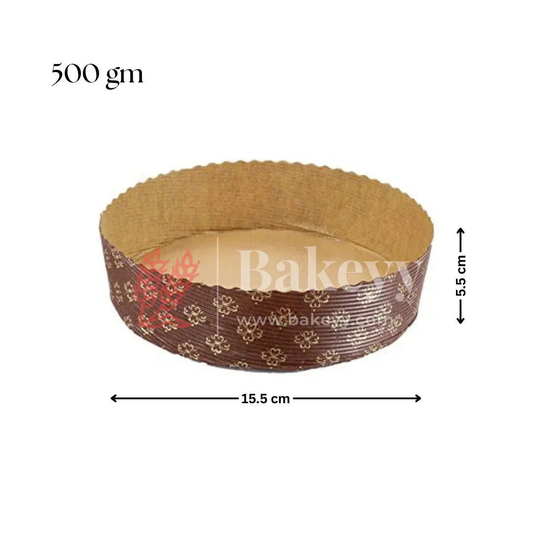 Bake and Serve Round Mould | Paper Baking Mould | Plum Cake Mould | Christmas Cake Moulds - Bakeyy.com - India - Bake and Serve Round Mould | Paper Baking Mould | Plum Cake Mould | Christmas Cake Moulds - 500 gm | Pack of 10
