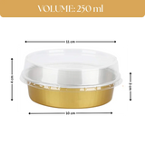 Aluminum Foil Baking Containers with Transparent Lid | Round Tins | Bake N Serve | Pack of 100