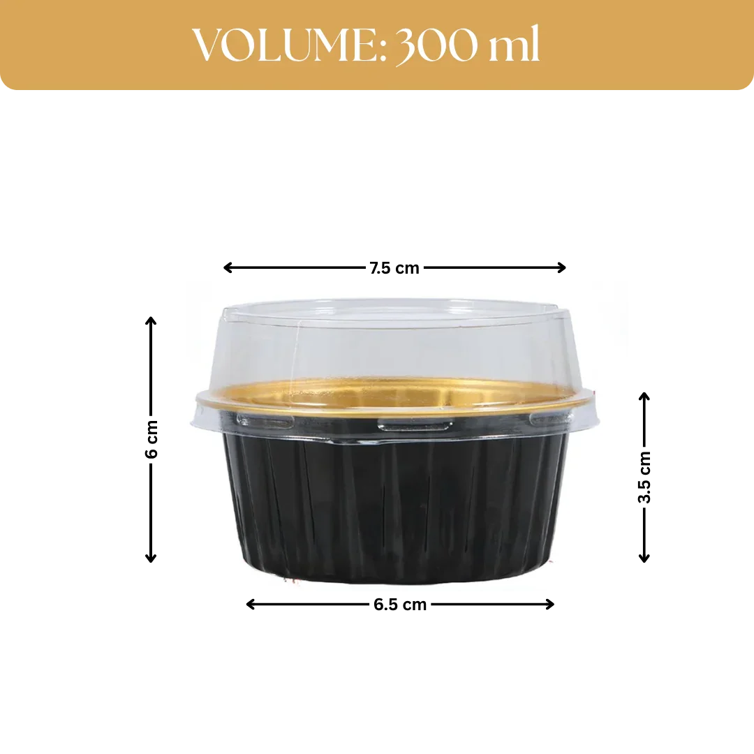 Aluminum Foil Baking Containers with Transparent Lid | Round Tins | Bake N Serve | Pack of 100