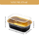 Aluminum Foil Baking Containers with Transparent Lid | Rectangle Tins | Bake N Serve | Pack of 100