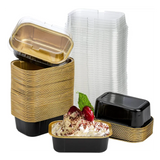 Aluminum Foil Baking Containers with Transparent Lid | Rectangle Tins | Bake N Serve | Pack of 100