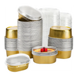 Aluminum Foil Baking Containers with Transparent Lid | Rectangle Tins | Bake N Serve | Pack of 100 - Bakeyy.com - India - Aluminum Foil Baking Containers with Transparent Lid | Rectangle Tins | Bake N Serve | Pack of 100 - Gold / 60 ml
