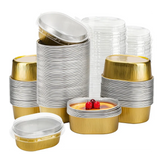 Aluminum Foil Baking Containers with Transparent Lid | Rectangle Tins | Bake N Serve | Pack of 100