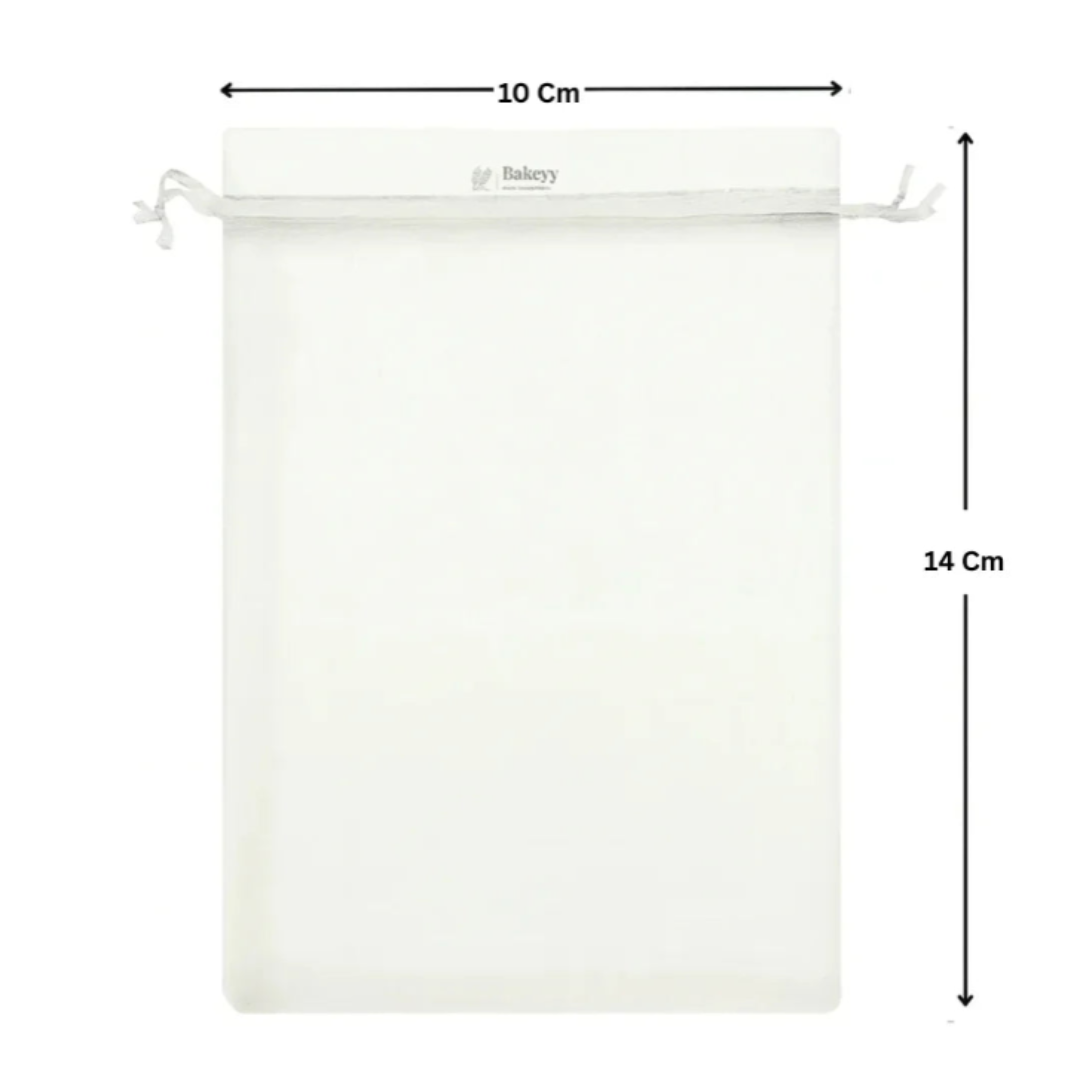Organza Potli Bag - Bakeyy.com - India - Organza Potli Bag - White / 10x14 Cm-Pack of 99