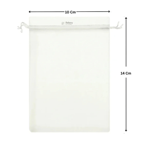 Organza Potli Bag - Bakeyy.com - India - Organza Potli Bag - White / 10x14 Cm-Pack of 99