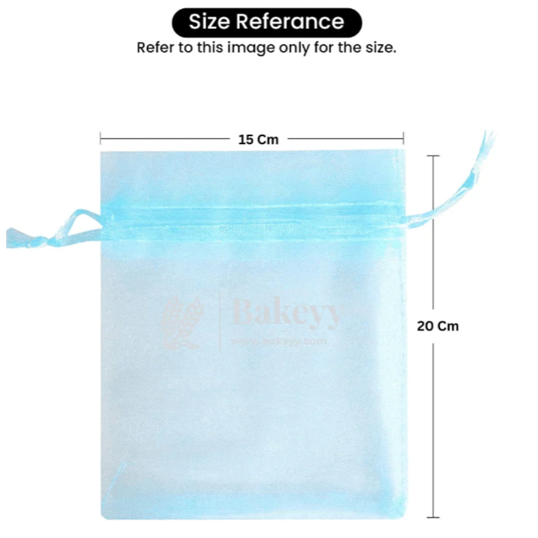 Organza Potli Bag - Bakeyy.com - India - Organza Potli Bag - Sky Blue / 15x 20 Cm-Pack of 50