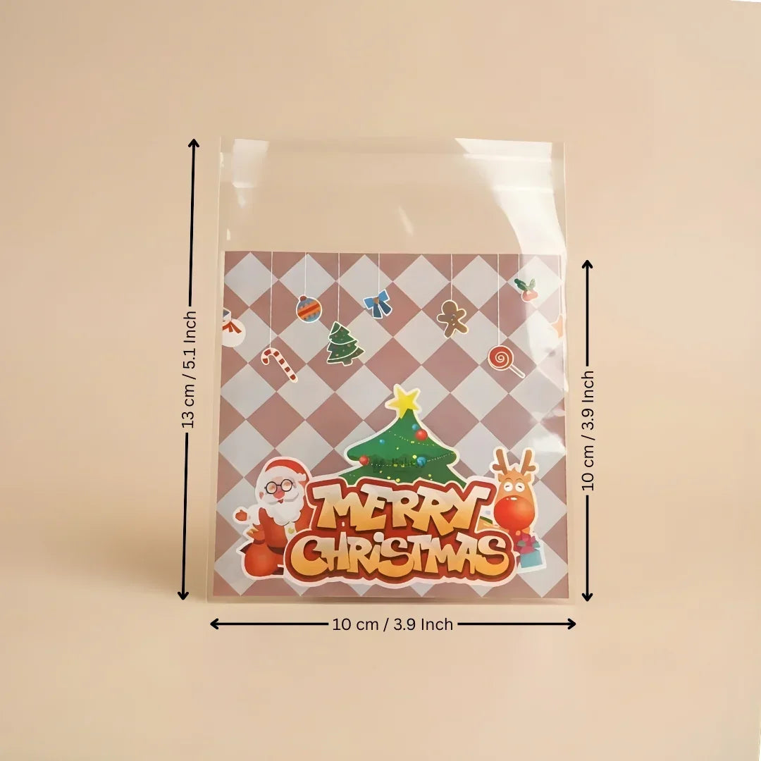 Christmas Theme Cellophane Bags | Self-Seal Treat Pockets | Pack of 100 - Bakeyy.com - India - Christmas Theme Cellophane Bags | Self-Seal Treat Pockets | Pack of 100 - Default Title 110.00
