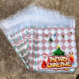 Christmas Theme Cellophane Bags | Self-Seal Treat Pockets | Pack of 100