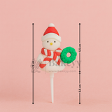 Snowman with Wreath Cake Topper | Christmas Miniature Figurines | Christmas Decor | Pack of 10