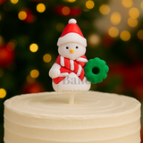 Snowman with Wreath Cake Topper | Christmas Miniature Figurines | Christmas Decor | Pack of 10
