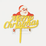 Merry Christmas with Santa Cake Topper | Golden Color | Christmas Decor | Pack of 5 - Bakeyy.com - India - Merry Christmas with Santa Cake Topper | Golden Color | Christmas Decor | Pack of 5 - Default Title