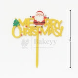 Merry Christmas with Santa and Tree Cake Topper | Golden Color | Christmas Decor | Pack of 5 - Bakeyy.com - India - Merry Christmas with Santa and Tree Cake Topper | Golden Color | Christmas Decor | Pack of 5 - Default Title
