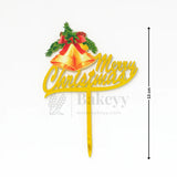 Merry Christmas with Golden Bells Cake Topper | Golden Color | Christmas Decor | Pack of 5 - Bakeyy.com - India - Merry Christmas with Golden Bells Cake Topper | Golden Color | Christmas Decor | Pack of 5 - Default Title