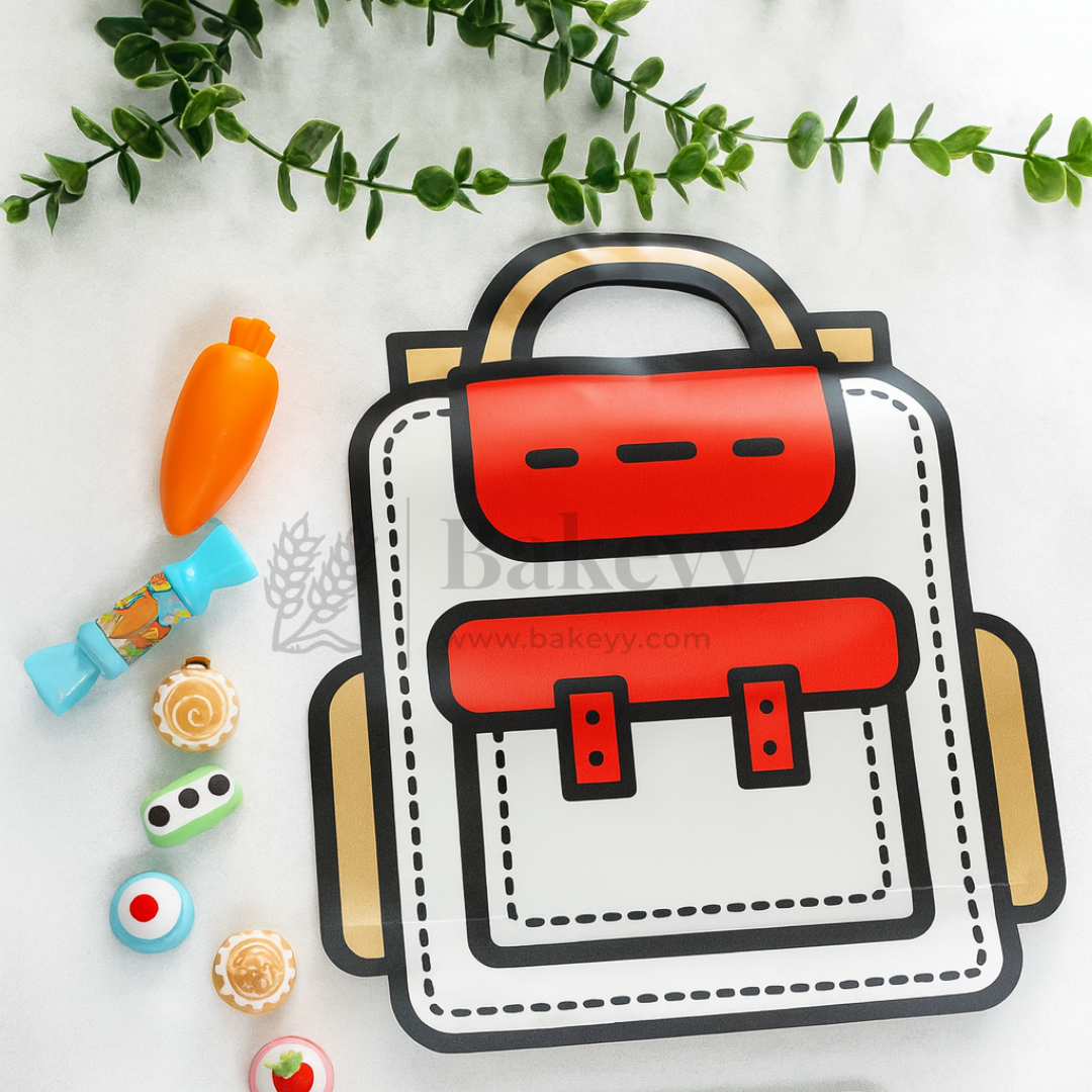 Cartoon Backpack Zip Lock Pouch | Red | Treat Storge Bag for Birthday | Fancy Zip lock pouches | Pack of 50 (Copy) (Copy)