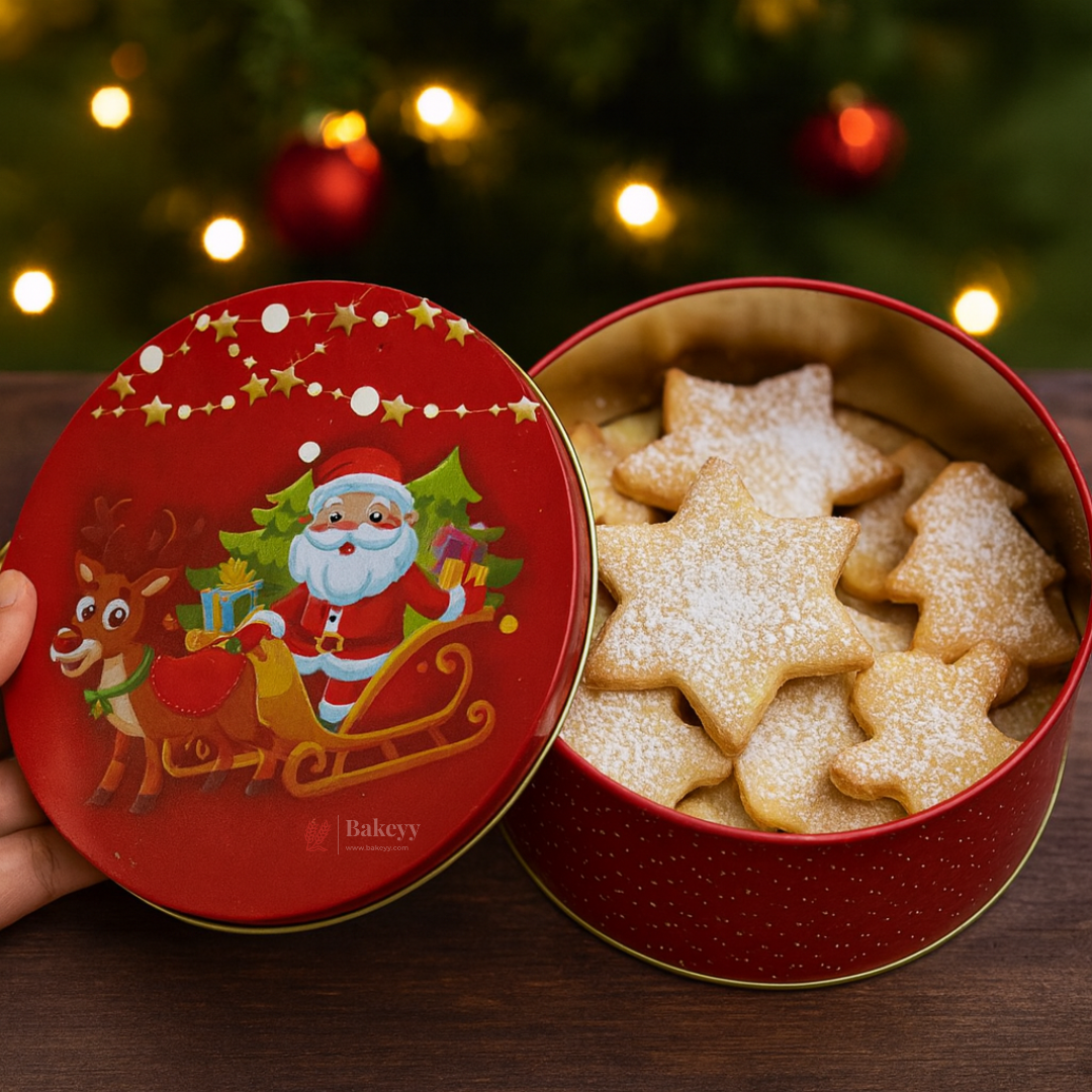 Christmas Gift Plum Cake Tin Box | Red Santa Print | 500 g | Pack of 6