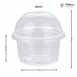 200 ml | Clear PET Dome Dessert Box with Lid | Transparent Food Packaging Box | Pack of 100