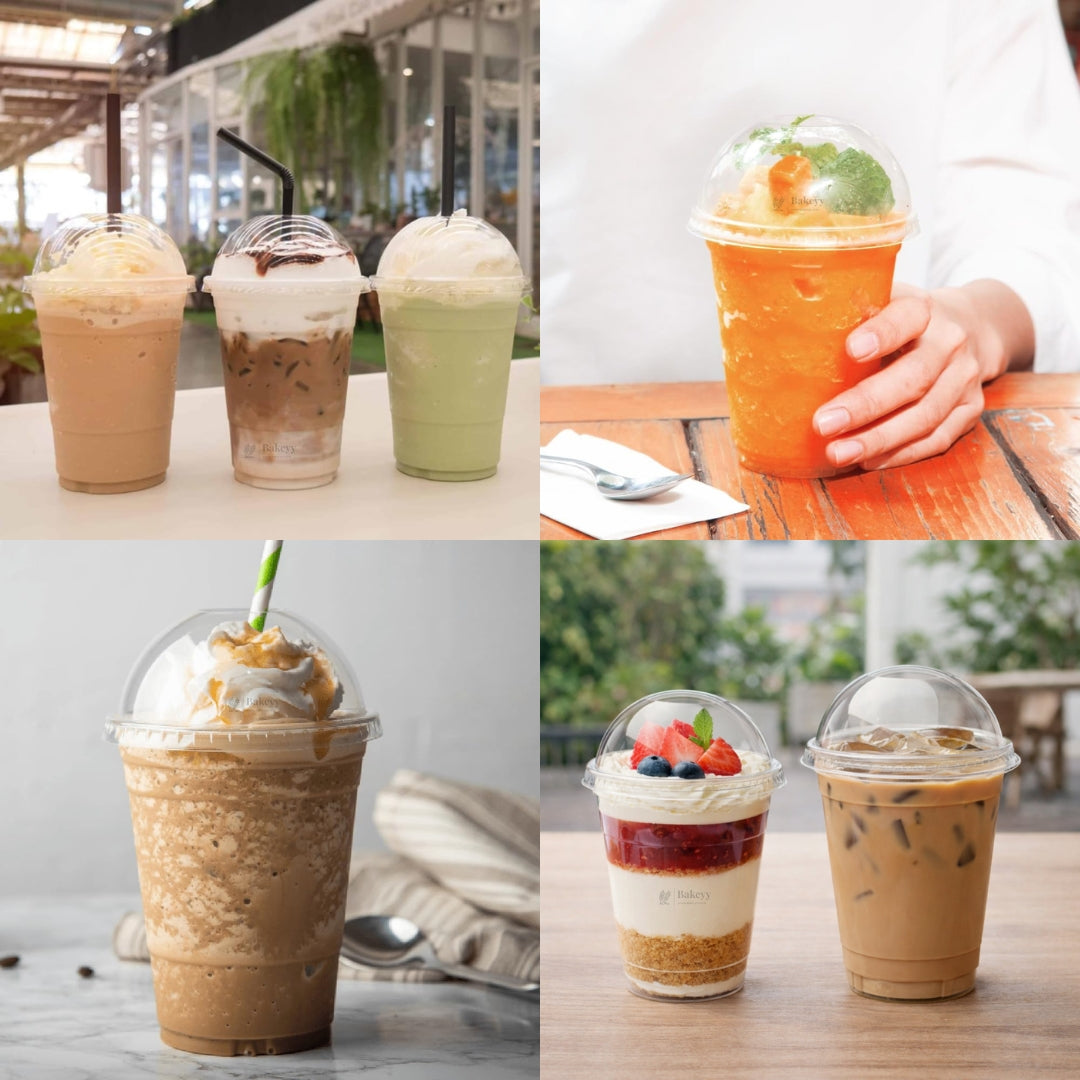 
350 ml & 500ml Clear Plastic Dome Lid Cup | 2 Capacity Options | Transparent Disposable Beverage Cup | Pack of 50
