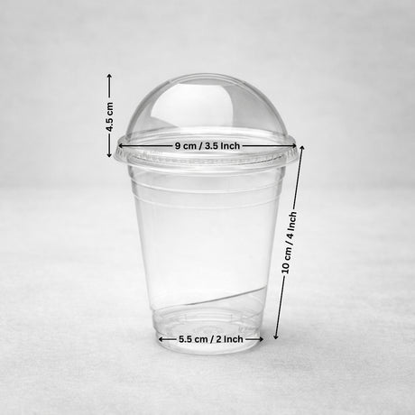 
350 ml & 500ml Clear Plastic Dome Lid Cup | 2 Capacity Options | Transparent Disposable Beverage Cup | Pack of 50
