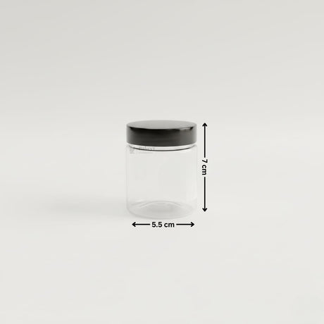 Clear Plastic Storage Jars with 53 mm Screw Lid | PET Jar With Black Lid | Multiple Sizes Available | Pack of 12