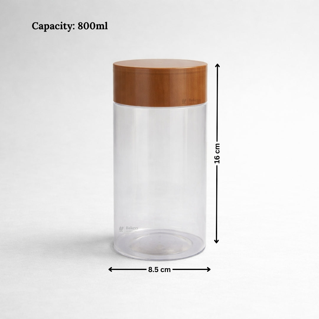 Clear Plastic Storage Jars with 83mm and 63mm Screw Lid | PET Jar With Brown Lid | Multiple Sizes Available | Pack of 12