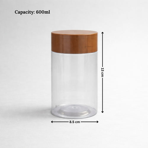 Clear Plastic Storage Jars with 83mm and 63mm Screw Lid | PET Jar With Brown Lid | Multiple Sizes Available | Pack of 12