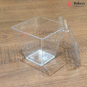 Clear Square Dessert Cup with Transparent Lid | Pack of 300